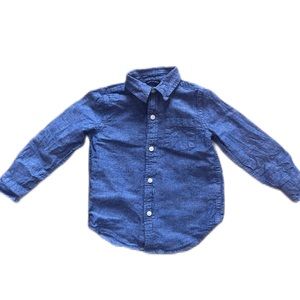 Janie and Jack Boys 100% Linen Blue Button Down Long Sleeve Dress Shirt 2T Boys